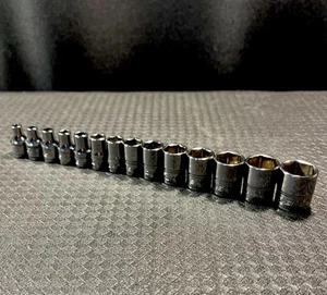 NEW Snap-on Tools 1/4" Flank Drive 14pc METRIC SHALLOW 6-point Socket 4-15mm SET - Picture 1 of 15