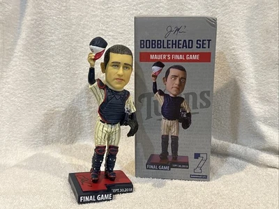 RARE 2019 Joe Mauer 2018 Final Game AUTO'D SGA Bobblehead, Minnesota Twins, NIB! - Image 1 of 4