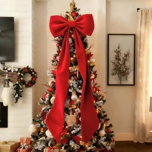 Red Big Bow Decor, 50 x 20 Inch Large Ruby Red Velvet Bow as Christmas Backdr... - Picture 1 of 7