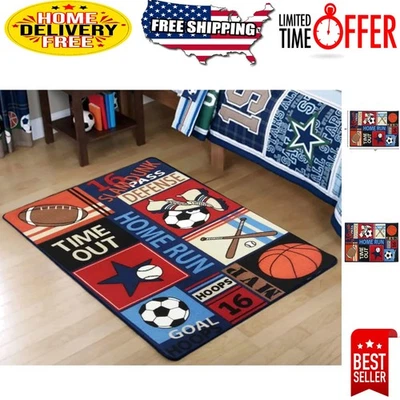 Vibrant Sports Kids Rug - Safe Non-Slip Area Rug for Playrooms 39''x52'' - Image 1 of 4
