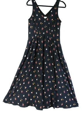 NEW, Rebecca Taylor Mini Meadow Floral Midi Dress in Black - Size 4 #MD601 - Image 1 of 4
