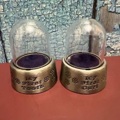 Juego de recuerdo de bebé de mi primer diente y mi primer rizo vitrinas soporte Foto 1 de 4