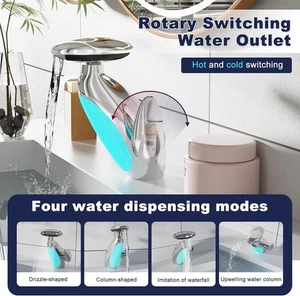 LED Temperature Changing Lighting Smart Faucet, 360° Rotating, Silver - Picture 1 of 4
