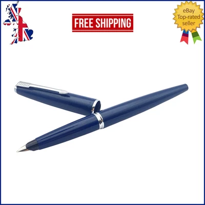 VINTAGE PARKER 45 ARROW FOUNTAIN PEN DARK BLUE STEEL ITALIC MEDIUM NIB ENGLAND - Image 1 of 4