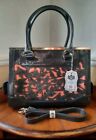 Lydc London Patent Faux Leather Grey And Coral Laser Cut Birds Tote Bag Handbag