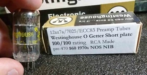 RCA made Westinghouse brand Short Plate O-getter 12ax7a 100 each side NOS NIB - Picture 1 of 5
