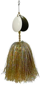 Musky Bucktail Lure 8.5" Double #8 Blades Single Treble Hook (Gold/Silver) - Picture 1 of 3