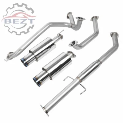 4"Stainless Steel Dual Muffler Tip Catback Exhaust System Kits For Tiburon 07-08 - Image 1 of 4