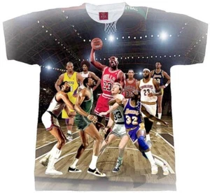 LEGENDS T-SHIRT, DR J, KAREEM. MAGIC, JORDAN, BIRD, RUSSELL, WILT, LEBRON, SHIRT - Picture 1 of 3