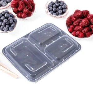 39oz Meal Prep Containers with Lids 3 Compartment Food Storage Containers 15 SET - Picture 1 of 10