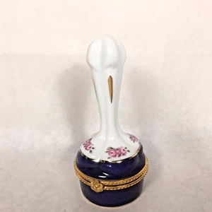 Vtg Signed Limoges Trinket Box w Flower Floral Gold Clasp Painted Roses  - Picture 1 of 8