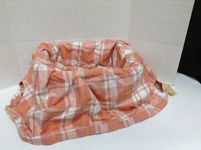 Pottery Barn Hold Everything Basket Liner 16x14x15 Orange Coral Plaid Storage - Image 1 of 4