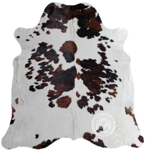 Real Cowhide Rug Tricolor   - Size 6x6’ - Picture 1 of 6