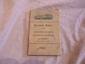 VINTAGE 1961 TRAIN MANUAL, REVISED RULES ASSOCIATED SOCIETY LOCOMOTIVE ENGINEERS - Picture 1 of 5