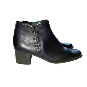 Croft & Barrow Ankle Boots Women's 8.5 Black Leather Zip Up Marge - Picture 1 of 9