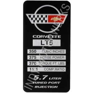 C4 1990 LT5 ZR1 CORVETTE IDENTIFICACIÓN DEL MOTOR ESPECIFICACIONES PLACA DE DATOS DE METAL CONSOLA CENICERO EMBLEMA - Imagen 1 de 4