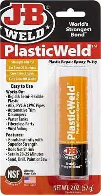 J-B WELD JB Weld PlasticWeld Plastic Repair pasta epossidica stucco legame più forte del mondo 57 g