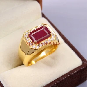 Heizbarer Rubin Edelstein Mit 18K Vergoldetem Ring Für Männer #365 - Bild 1 von 9