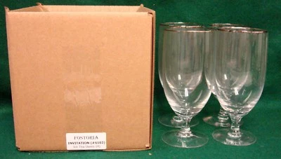 Fostoria INVITATION (#6102) Ice Tea Stems SET OF FOUR Mint in BOX More Available