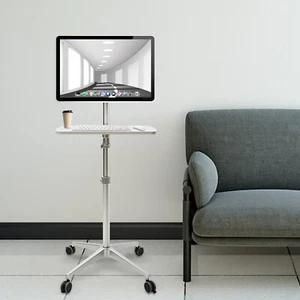 Mobile Computer Stand Desk Bedside Rolling Laptop Table Cart Adjustable Durable - Picture 1 of 24