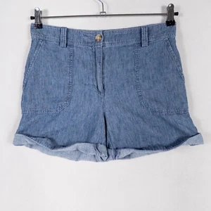 Pantalones Cortos Talbots Para Mujer 6 PETITE Azul Mezcla de Lino Ligeros Cambray Puños - Imagen 1 de 9