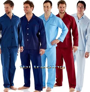 Mens Plain Poly Cotton Pyjama PYJAMAS Traditional  plain  and patterned