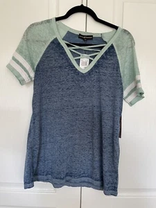 NWT Almost Famous T Shirt - Blue/Mint Size L. Retail $24 - Picture 1 of 3