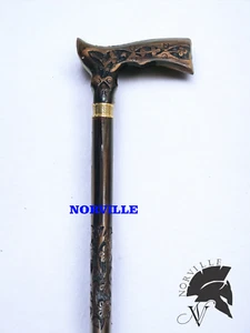 Handmade Wooden Walking Cane Stick Hand Carved Vintage Carved Wooden Handle Cane - Picture 1 of 7