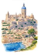 Malta Watercolor Painting Country City Art Print