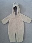 Baby Unisex Baby Gap Beige Fleece Hooded Pramsuit Size 3-6 Months