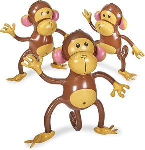 Large Inflatable Monkey 27" - 3 Pack Blow Up Animal Party Favors - Picture 1 of 7