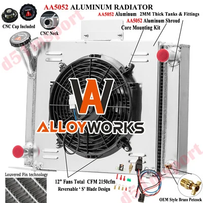 3 Core Radiator Shroud Fan For 1983-1994 Ford Ranger Base Pickup V8 Engine 2.0L - Imagem 1 de 4