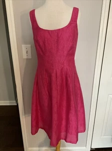 Nine West Pink Dress Brown Belted Sleeveless Fit & Flare Lined Petite Size 6P - Picture 1 of 13