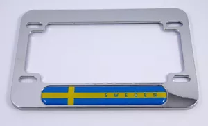 Sweden Swedish flag Motorcycle Bike ABS Chrome Plated License Plate Frame - Foto 1 di 2