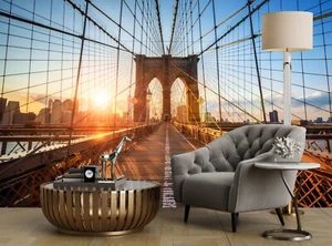 Puente de Brooklyn Mural Foto Papel pintado Vista de la Ciudad Papel Póster EE. UU. Decoración Arte - Imagen 1 de 8