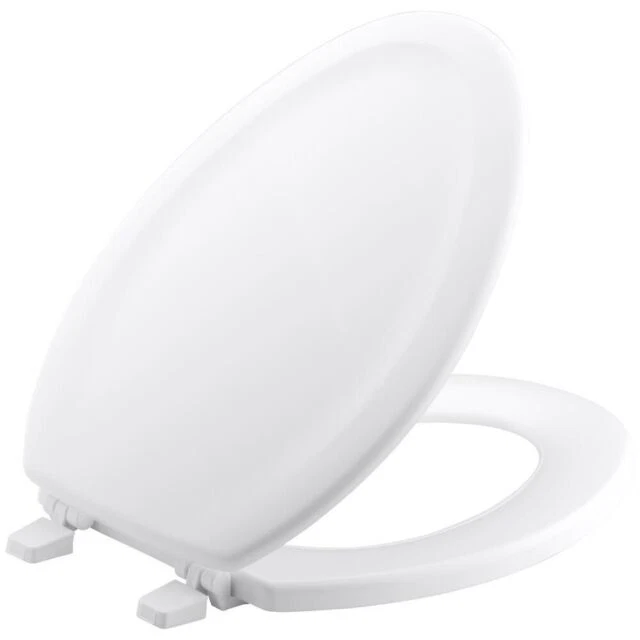 Kohler 4647-0 Stonewood Molded-Wood with Color-Matched Plastic Hinges Elongated Toilet Seat - White