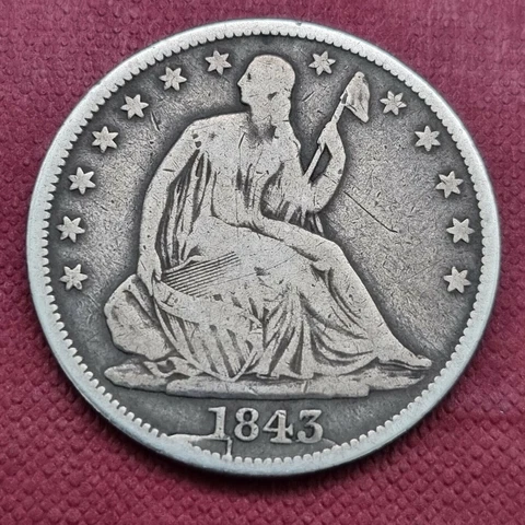 1843 Seated Liberty Half Dollar 50c WB22 R4 CUD #42582 Cover