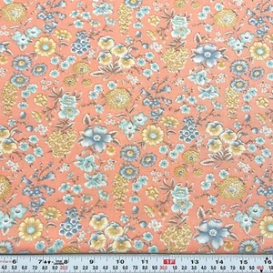 Vintage Cranston Florals on Peachy Pink Cotton Fabric by the HALF YARD - Picture 1 of 2