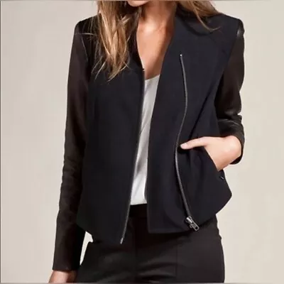 Chaqueta de Moto Helmut Lang Cuero Cremallera Completa Cuello Chal Talla P XS Foto 1 de 4