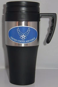 U.S. Air Force 14 oz Two Toned Travel Mug w/ Handle (Military) - Picture 1 of 3