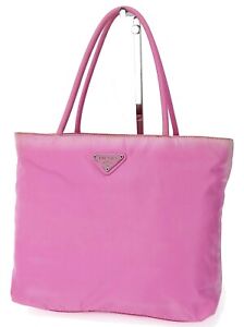 Authentic PRADA Pink Nylon Tote Hand Bag Purse #49278