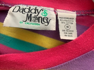 Camiseta a rayas rosa/púrpura vintage de Daddy’s Money of CA para mujer M Foto 1 de 4