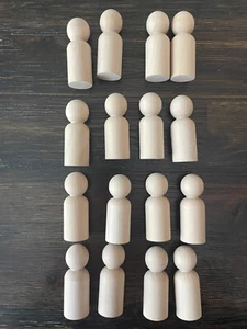 Unfinished 2.25" Wooden Peg People- Set of 16 - Picture 1 of 2