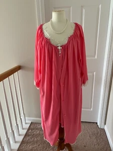 Vintage Shadowline Short Nylon Lace Peignoir Set Nightgown Robe Plus 3X - Picture 1 of 5
