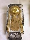Vtg NOS 3 Ply Wired Cord w/Tassel Picture Mirror Hanger Gold 60 LB Strength USA