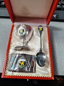 Vintage- 3 pc Silver Plated Heidelberg Souvenir Egg Cup Spoon Napkin Ring in Box - Picture 1 of 4
