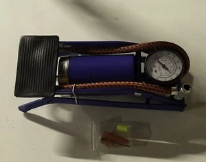 Single Barrell Foot Pump Cylinder Tyres Air Compressor Inflator Portable Gauge - Picture 1 of 7
