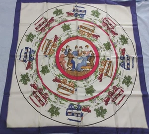 Sciarpa seta HERMES Carre 90 JEU DES OMNIBUS ET DAMES BLANCHES etichette blu senza scatola U. - Foto 1 di 14