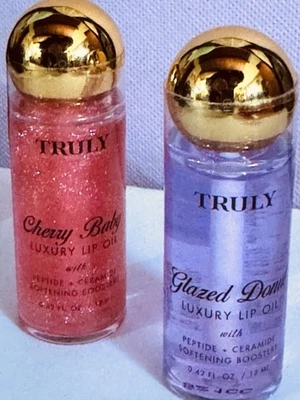 Truly Lip Luxury Lip Oil Duo Glazed Donut & Cherry baby, Polypeptide Lip Booster - Image 1 of 4