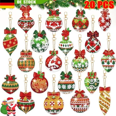 20pcs Diamond Painting Christmas Pendants, 5D Diamond Painting Xmas - Image 1 of 4